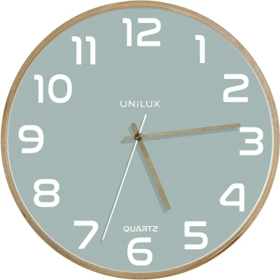 Afbeelding van Unilux Wandklok Baltic, Diameter 30,5 Cm, Houten Frame, Lichtgroen Klokken