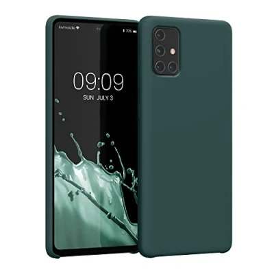 Afbeelding van kwmobile telefoonhoesje geschikt voor Samsung Galaxy A71 Hoesje met siliconen coating Smartphone case in blauwgroen