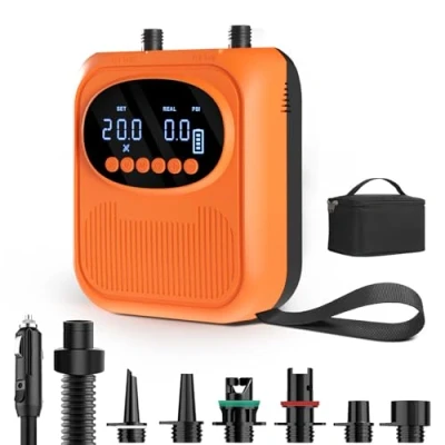 Afbeelding van Mojimdo Elektrische SUP Pomp 20PSI met Licht 13500mAh Oplaadbaar, 5 Standen + Aangepaste Modus, Dubbele Snelheid, Auto Uitschakeling &amp; 12V Lader voor SUP, Tent, Luchtbed