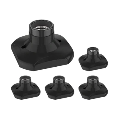 Afbeelding van ledscom.de 5 stuks plafondlamp/fitting ELEKTRA, kunststof, porselein, zwart, 1x E27 max. 60W