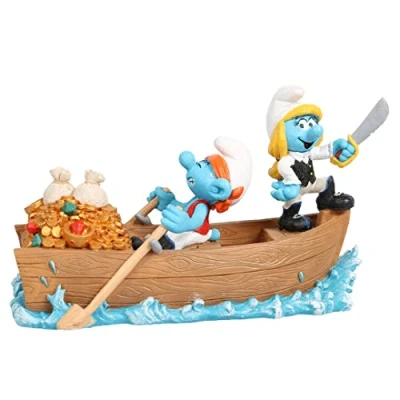 Afbeelding van Smurfs Aquadella Aquariumdecoratie Vissen Smurfen Op Water Piraten 18,7x8,2x10,8cm Meerkleurig 1st