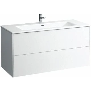Afbeelding van Laufen pro s base wastafelonderbouwkast met 2 laden incl wastafel 120x61x50cm kraangat overloop glanswit h8649632611041