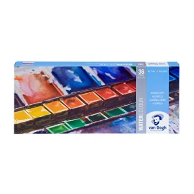 Afbeelding van Van Gogh Aquarelverf set in metalen blik met 36 kleuren halve Napjes + 1 penseel