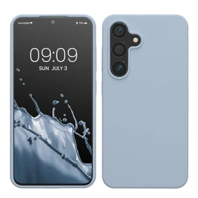 Afbeelding van kwmobile telefoonhoesje geschikt voor Samsung Galaxy S24 Hoesje met siliconen coating Smartphone case in mat lichtblauw