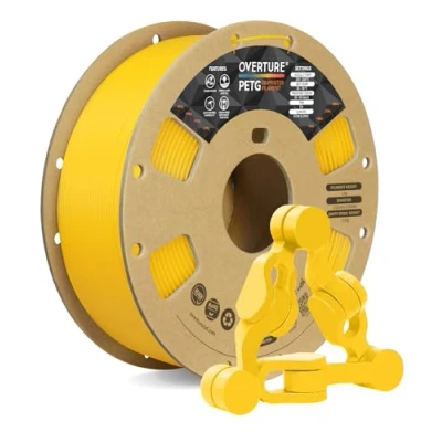 Afbeelding van OVERTURE PETG filament 1,75 mm, 1 kg spoel, duurzaam voor 3D printers, maatnauwkeurigheid +/ 0,02 printerfilament, geel