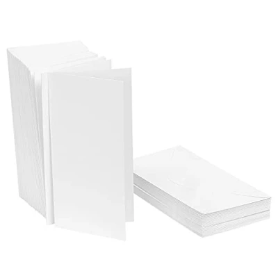 Afbeelding van Ideen mit Herz Vouwkaartenset, blanco, vouwkaarten met omslag, 50 kaarten en enveloppen, om zelf vorm te geven (kaartformaat 10,5 x 21 cm, DIN lang)