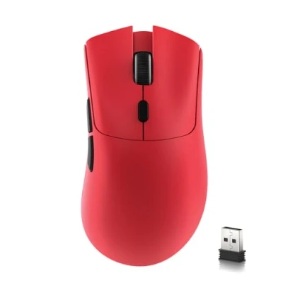 Afbeelding van MAMBASNAKE R1 59g Tri mode lichtgewicht draadloze gamingmuis, 2,4 GHz/Bluetooth/bekabelde connectiviteit, 5 programmeerbare knoppen, 6 instelbare DPI tot 18000, PixArt PAW3311 optische sensor Rood