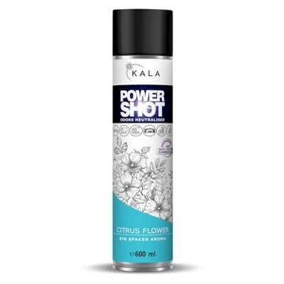 Afbeelding van KALA Geurverwijderaar POWER SHOT ca. 200 m3, Luchtverfrisser met Aktive Neutralisator für Alle Kamers, Diepgaande Geurneutralisator en Enzymreiniger Geur Citrus Flower, 600 ml