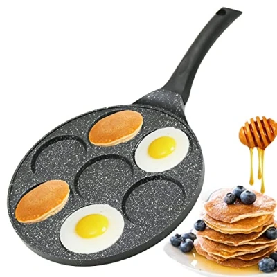 Afbeelding van Amalindo Pancakepan Ø 26 cm, spiegeleipan voor 7 eieren, pannenkoekenpan met anti aanbaklaag, pannenkoekenpan, inductie, eierpan, oogpan pannenkoeken, spiegelei, pannenkoeken
