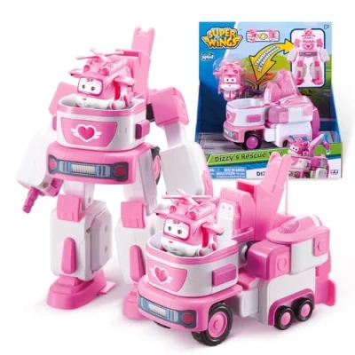 Afbeelding van Super Wings Transformations Vliegtuig Dizzy&#039;s Rescue Tow, groot kinderspeelfiguur, transformeerbaar speelgoed vliegtuig, voertuig en robotfiguur, voor kinderen vanaf 3 jaar 18 cm