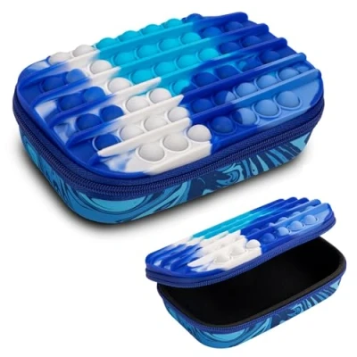 Afbeelding van ZIPIT POP Pennenbakje voor jongens Fidget speeltje Siliconen sensorische push it hoes Etui met grote capaciteit (blauw)