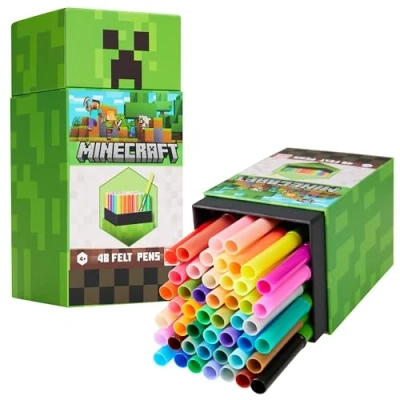 Afbeelding van Minecraft Kleurpennen voor kinderen 48 stuks kleuren kunstbenodigdheden viltstiften wasbare markers gamer geschenken