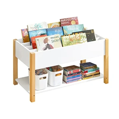 Afbeelding van SoBuy Kinderboekenkast Boekenplank voor boeken en speelgoed Opbergkast Multifunctionele 2 plank boekenorganizer 85 x 42 45 cm, KMB35 W