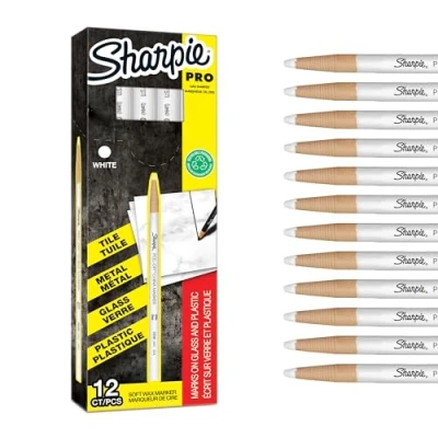 Afbeelding van Sharpie Peel Off China Markers Fijne punt Wit Wax Marks op Glas &amp; Plastic 12 Count