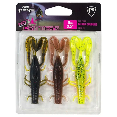 Afbeelding van Fox Rage Critters UV Mixed Colour Packs 3pcs Colours 9cm Softbait