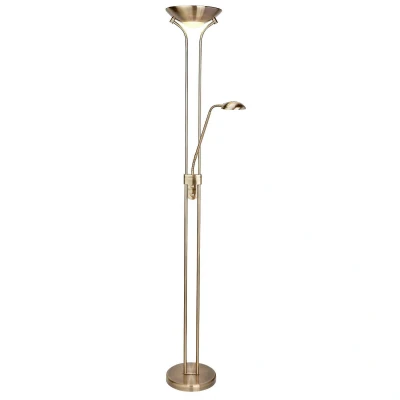 Afbeelding van Searchlight LED vloerlamp Moeder &amp; Kind, messing, leeslamp, dimbaar