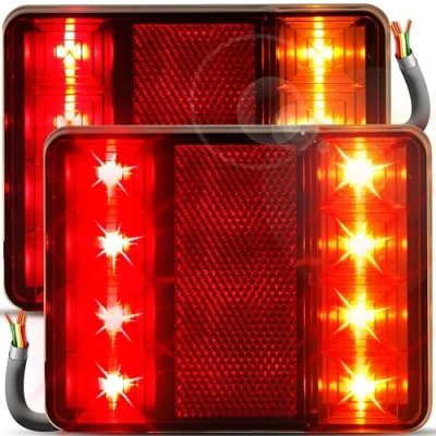Afbeelding van Retoo Achterlichtenset voor aanhanger, universele achterlichten, 2 stuks, 12 V waterdichte aanhangerverlichting, driekamerlamp rechts en links horizontaal verticaal bestelwagen,