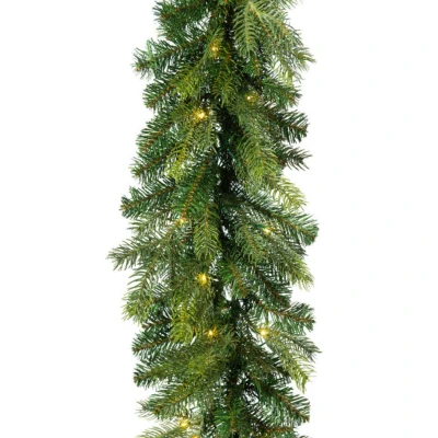Afbeelding van Kerst dennenslinger/dennenguirlande groen met twinkelende verlichting 270 cm Kerstslingers kerstverlichting Guirlandes kerstversiering