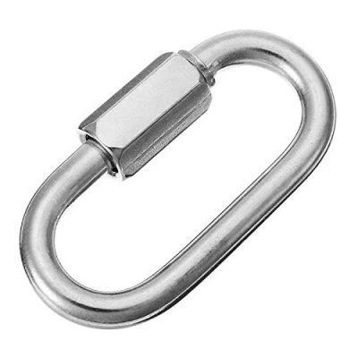 Afbeelding van Constrabo® 1 x kettingschakel karabijnhaak roestvrij staal AISI 316 (V4A) 7 mm Ø schroefkarabijnhaak met 750 kg draagkracht stalen schroefschakel Quick Link, schroefverbinding, Maillon Rapide