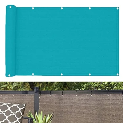Afbeelding van Balkonscherm inkijkbescherming 85 x 550 cm Windbescherming uv bescherming Balkonafdekking met oogjes kabelbinders voor balkonleuningen terras tuin, Blauw