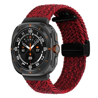 Afbeelding van Braided band met D buckle sluiting Rood zwart Samsung Galaxy Watch Ultra 47mm
