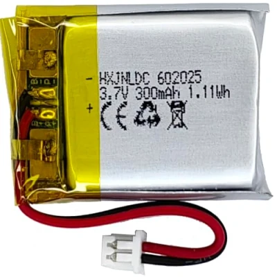 Afbeelding van HXJNLDC DC 3.7V 300mAh 602025 oplaadbare lithium polymeerbatterij, geschikt voor doe het zelf 3.7 5V elektronische producten met ingebouwde 2 draads batterijvervanging en LED verlichting