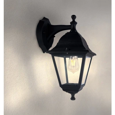 Afbeelding van Ledvion Wandlamp Buitenlamp, Buiten Verlichting, Tuinverlichting, Klassieke Lamp, Vela S, Zwarte E27 Fitting, Aluminium