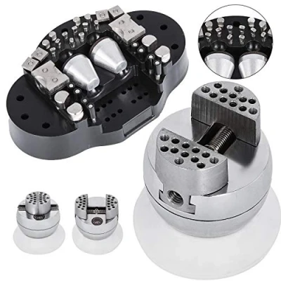 Afbeelding van Blokbal vise met 30 stuks, graveerblok instelapparaat diameter 78 mm, blokball gravure, volledige set, balbevestiging en rubberen basis (GRS)