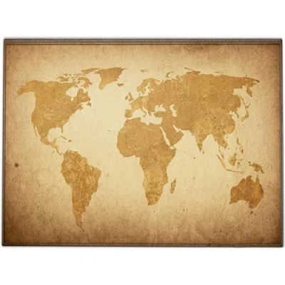 Afbeelding van Silent Monsters Muismat Grootte S (24 x 20 cm), Mouse Pad Design: Bruin Wereldkaart, Genaaide Rand, voor Bureau en Gaming, Mousepad Antislip rubberen basis