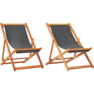 Afbeelding van vidaXL Strandstoelen 2 st inklapbaar stof grijs