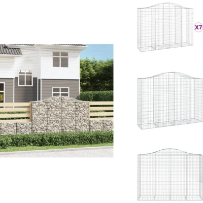 Afbeelding van vidaXL Schanskorven 7 st gewelfd 200x50x140/160 cm ijzer