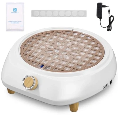 Afbeelding van Yulado 100 W stofafzuiging voor nagels, 5000 tpm nagelstofzuiger, wit, professioneel huishouden en stofafzuiging, nagelstudio met filter, gereedschap accessoires