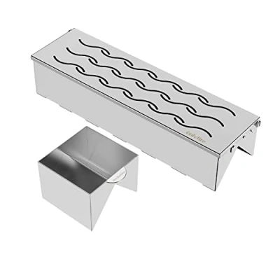 Afbeelding van Onlyfire Roestvrijstalen rookbox, BBQ Smoker Box met Scharnierend Deksel en Gootsteen, Gasgrill V Multiuse Barbecue Roker voor Gasbarbecues, Houtskoolbarbecue, Gerookte Vlees