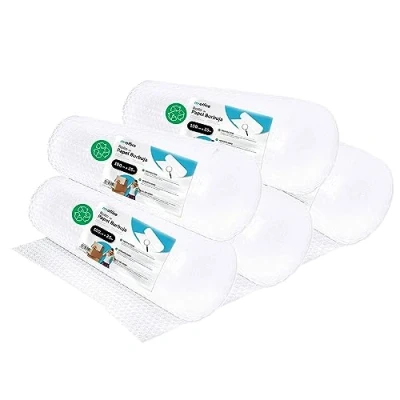 Afbeelding van m office Luchtkussenfolie, gerecyclede noppenfolie, noppenfolie voor verhuizingen, verpakkingen en dozen, verpakking, 100 cm x 25 m, 5 stuks