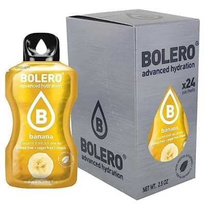 Afbeelding van Bolero BANANA 24x3g Suikerloos sappoeder, gezoet met stevia + vitamine C geschikt voor kinderen, sporters en diabetici glutenvrij veganvriendelijk Vlierbloesemsmaak