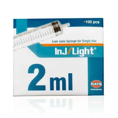 Afbeelding van Rays Wegwerpspuiten van 2 ml Driedelige Luer Conus zonder Naald Inj/Light Spuit Injectiespuit Plastic Spuiten 100 eenheden, Steriel, Latexvrij, Ideaal voor Infusies en Injecties