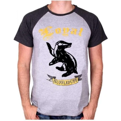 Afbeelding van HARRY POTTER T Shirt Hufflepuff Loyal grijs/zwart (L)