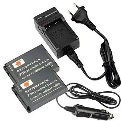 Afbeelding van DSTE® Vervangende batterij en DC23E reisoplader compatibel met Samsung SLB 10A P800 P1000 PL50 PL51 PL55 PL60 PL65 PL70 SL102 SL202 SL310 SL420 SL620 SL720 SL820 TL90 WB15 0F WB250F WB350F WB500