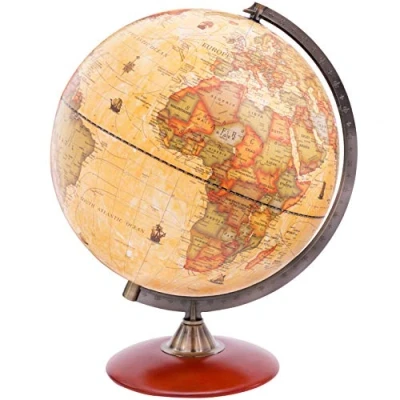 Afbeelding van Exerz 30cm Antieke Globe Met Een Houten Basis Wereldbol Roterende Vintage Decoratieve Diameter X Groot