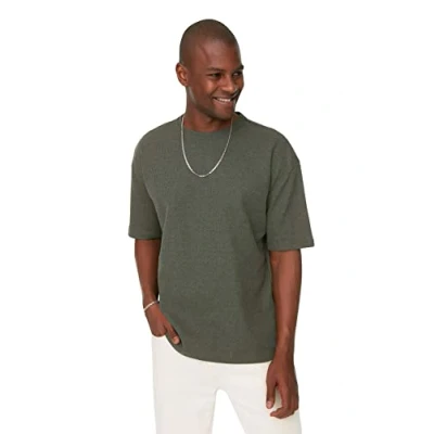 Afbeelding van Trendyol TMNSS22TS00049 Volwassenen Mannen T shirt Single pack Khaki XL