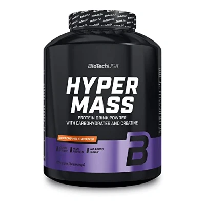 Afbeelding van BioTechUSA Hyper Mass Gainer met Koolhydraten &amp; Eiwitmengsel Gemicroniseerde Creatine Glutenvrij, 2.27 kg, Gezouten karamel