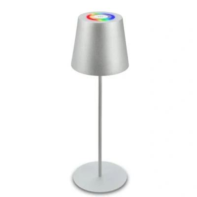 Afbeelding van BRILONER Snoerloze tafellamp 7507014 Touch Licht RGB+W In hoogte verstelbaar Verwisselbare batterij voet Ø36 x 10,5 cm Kleur zilver
