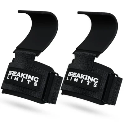 Afbeelding van Breaking Limits Lifting Hooks Straps Power Grips Deadlift Lift Fitness, Crossfit &amp; Krachttraining 2 Stuks Zwart
