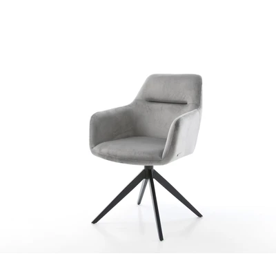 Afbeelding van DELIFE Draaistoel Pejo Flex fluweel grijs kruisframe breed zwart 360 draaibaar rocker functie pocketveer kern