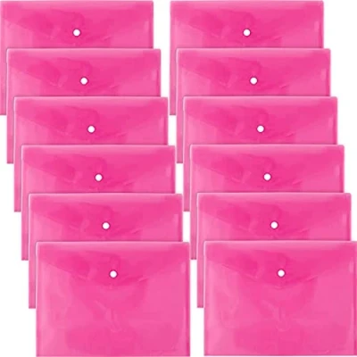 Afbeelding van D.RECT 5530 PP envelop documentenmap A4 met kliksluiting/drukknoopsluiting roze 12 stuks