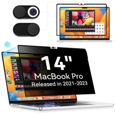 Afbeelding van MagicSuction Privacyfilter, compatibel met MacBook Pro 14 inch (2021 2023) M1 A2442/M2 A2779/M3 A2992 A2918, 14,2 inch, afneembare anti spy glare blauwlicht voor Mac laptop, privacy, privacyfilter