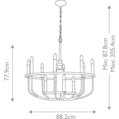 Afbeelding van Kichler LED Kroonluchter 12X E14 Max 40W Dimbaar Painted Natural Brass