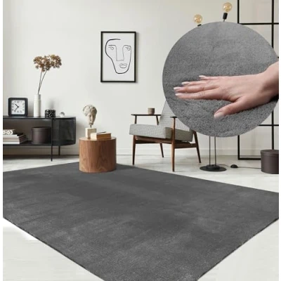 Afbeelding van the carpet relax Moderne pluizige kortpolige tapijt, antislip onderkant, wasbaar tot 30 graden, superzacht, bontlook, Antraziet, 200 x 280 cm
