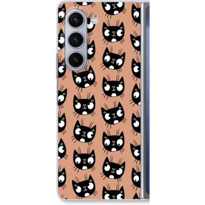 Afbeelding van Case Company® hoesje geschikt voor Samsung Galaxy Z Fold5 Kat Soft Cover Telefoonhoesje Bescherming aan alle Kanten en Schermrand