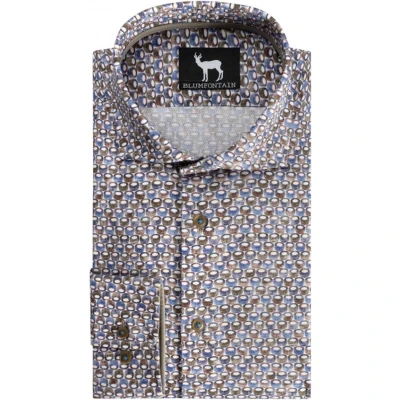 Afbeelding van Gents cirkelprint blauwbruin ML7 Maat M